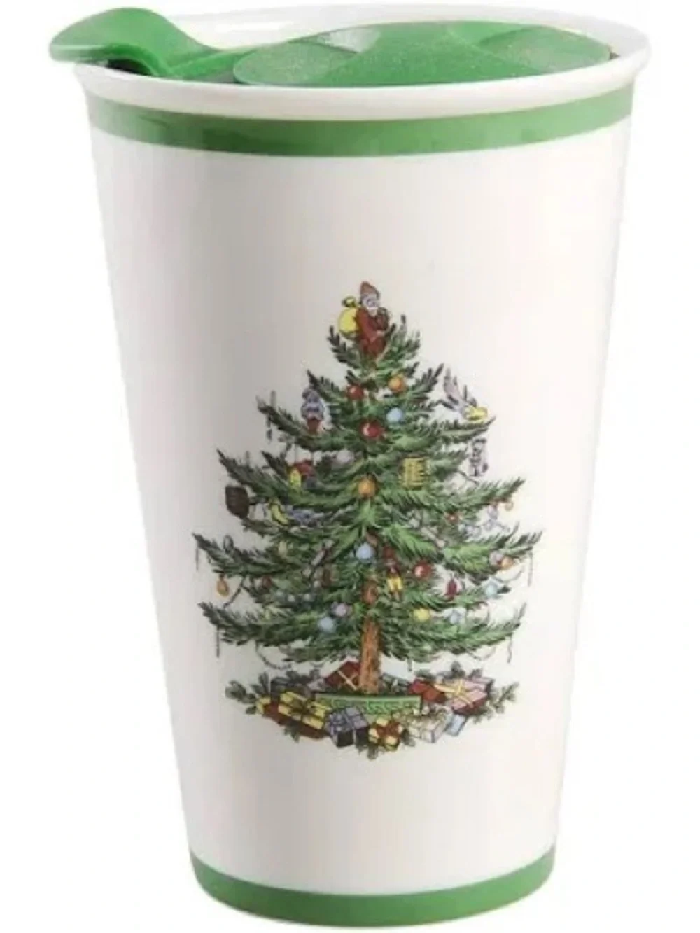 Spode White & Green Christmas Tree Travel Mug